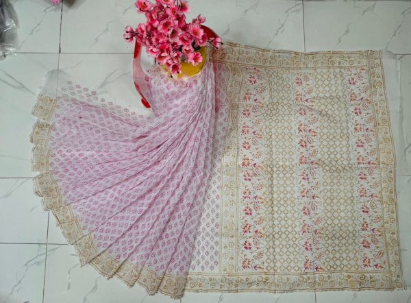 হাফ সিল্ক ব্লক প্রিন্ট শাড়ি কালেকশন