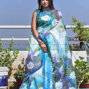 হাফ সিল্ক হ্যান্ড প্রিন্ট শাড়ি