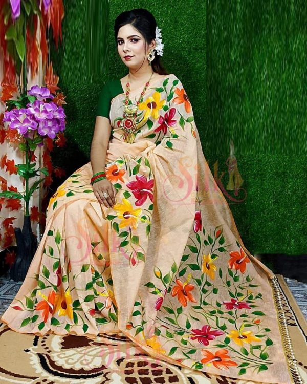 হ্যান্ড প্রিন্ট শাড়ি