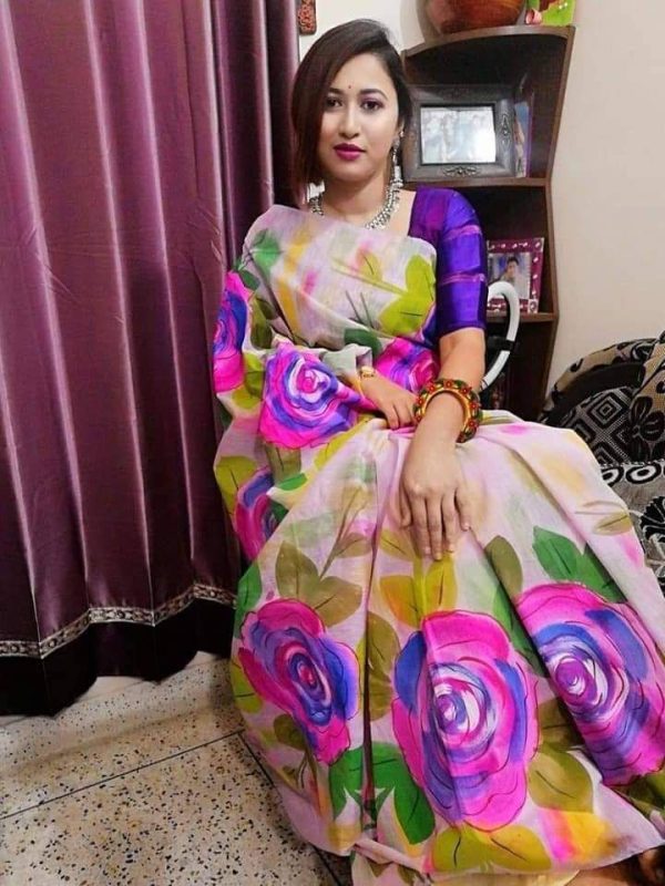 হ্যান্ড প্রিন্ট শাড়ি