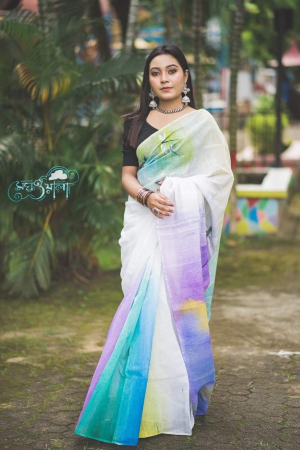 হ্যান্ড প্রিন্ট শাড়ি