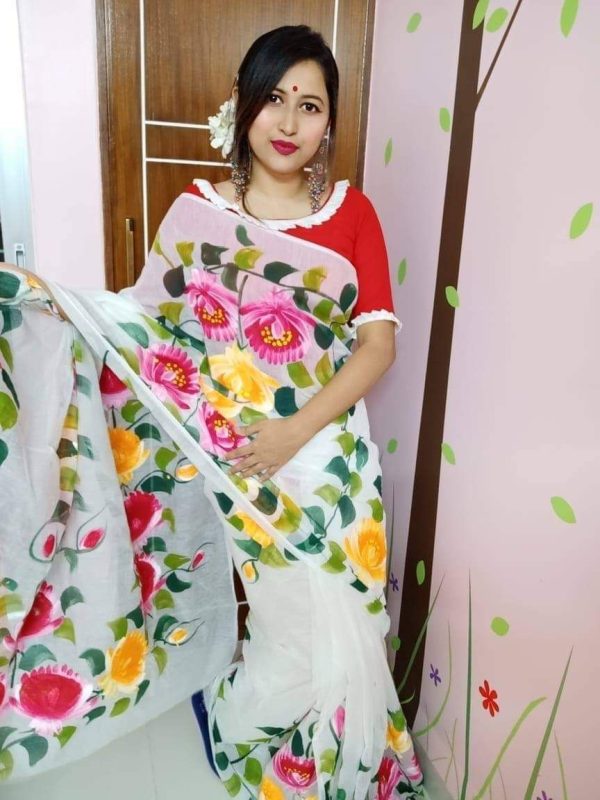 হ্যান্ড প্রিন্ট শাড়ি