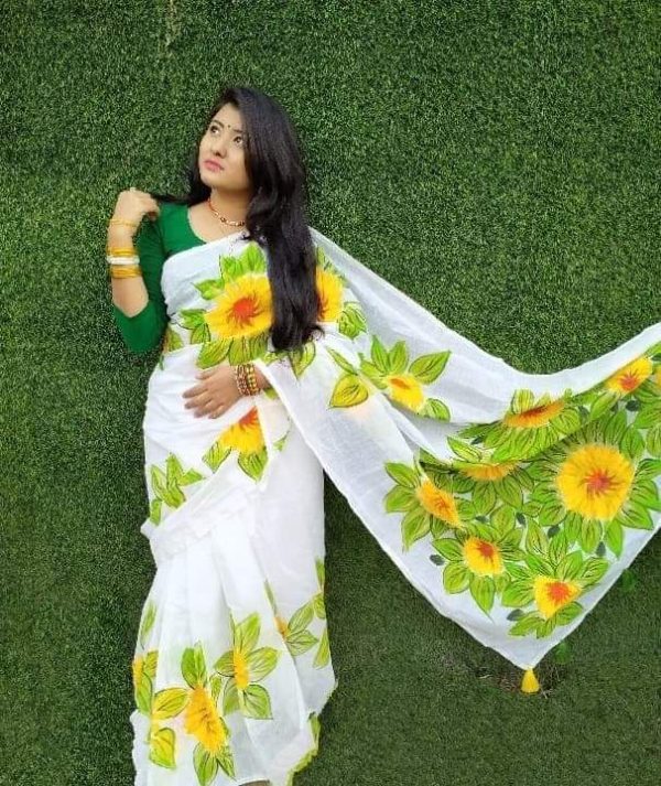 হ্যান্ড প্রিন্ট শাড়ি
