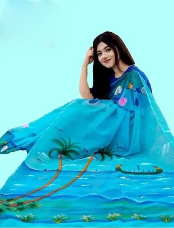 হ্যান্ড প্রিন্ট শাড়ি
