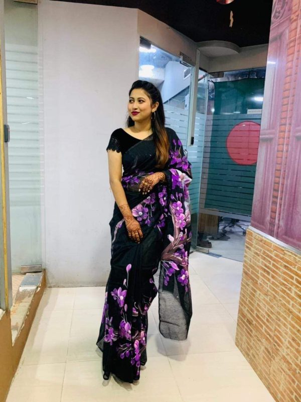 হ্যান্ড প্রিন্ট শাড়ি