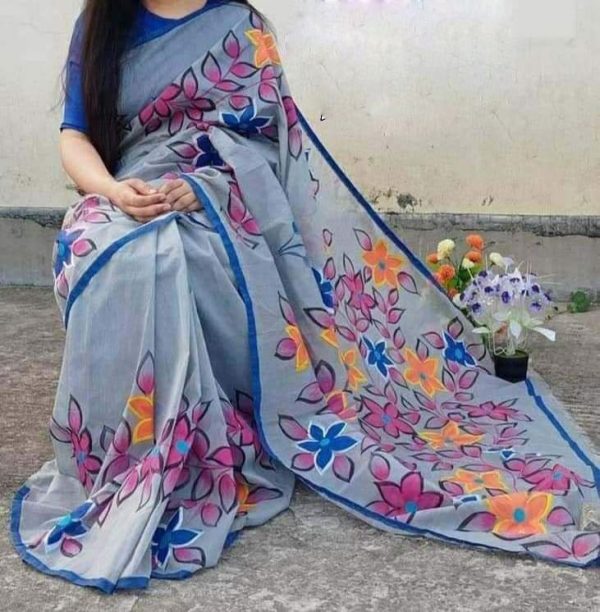 হ্যান্ড প্রিন্ট শাড়ি