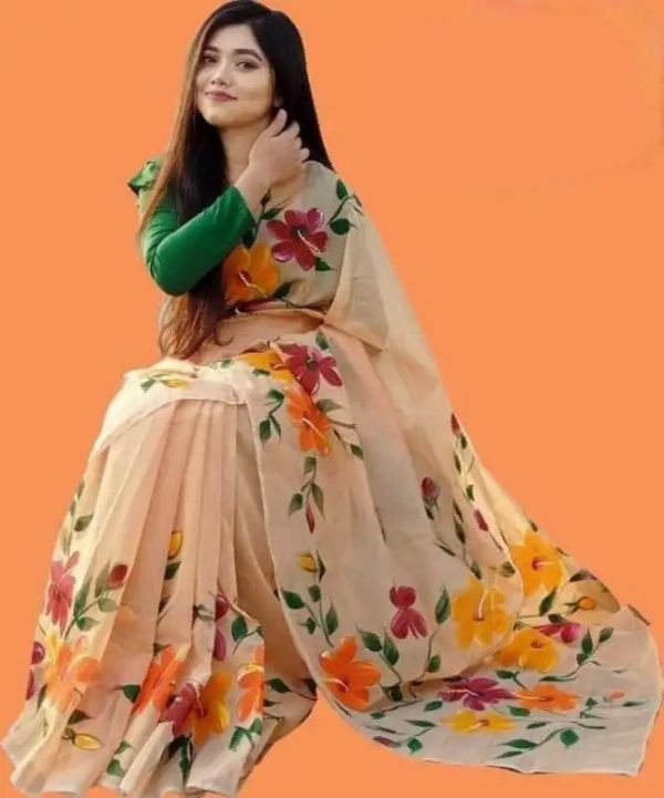 হ্যান্ড প্রিন্ট শাড়ি