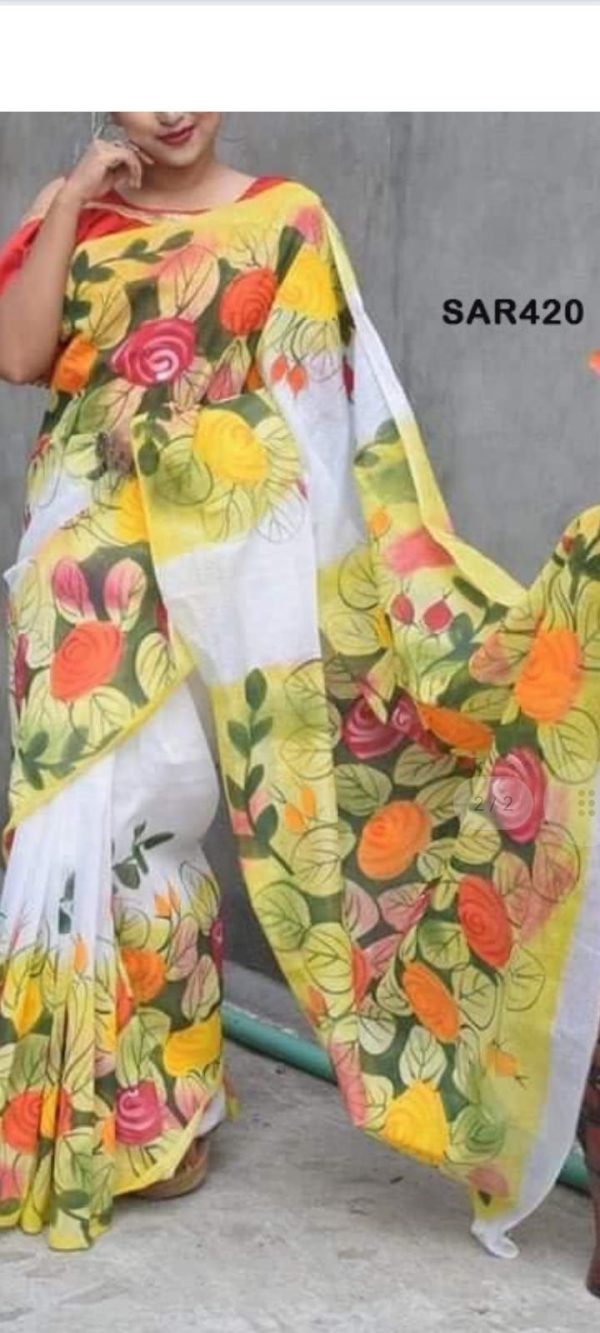 হ্যান্ড প্রিন্ট শাড়ি