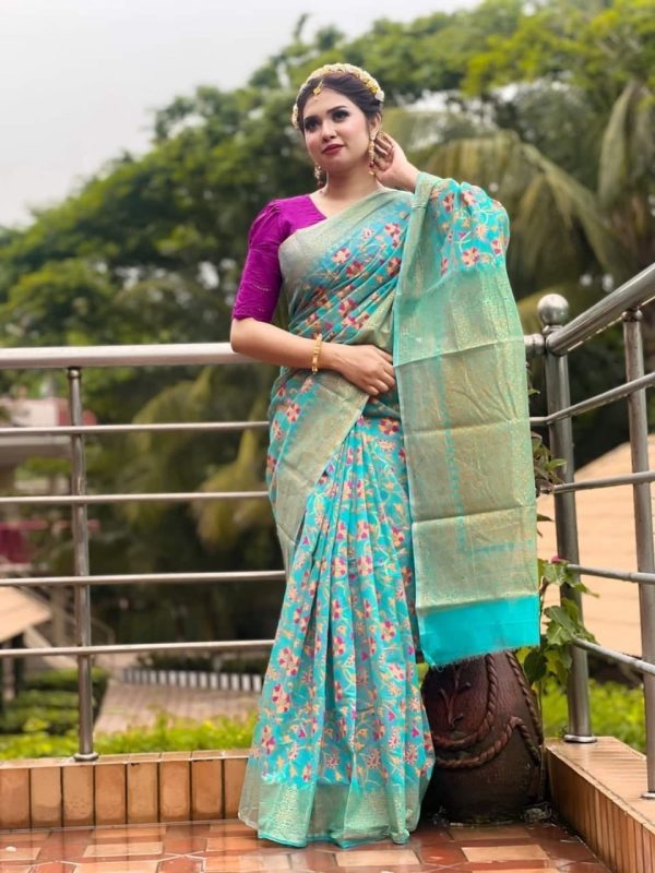 💥প্রিমিয়াম কোয়ালিটর হাফ সিল্ক শাড়ি💥