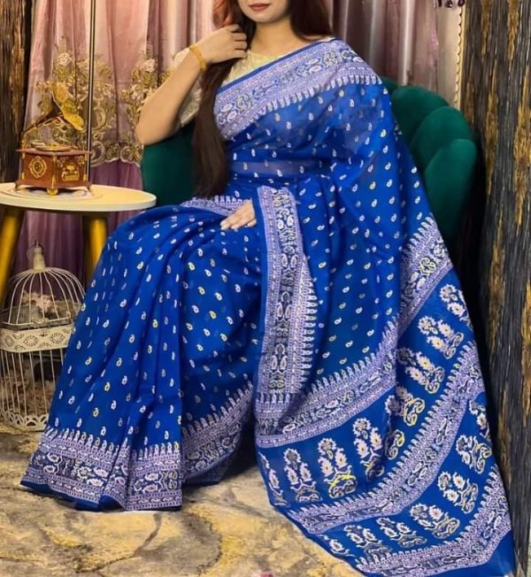 💥প্রিমিয়াম কোয়ালিটর হাফ সিল্ক শাড়ি💥