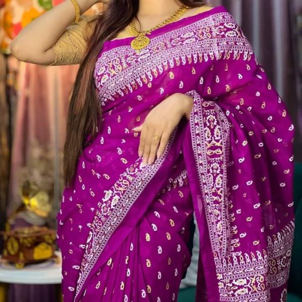 💥প্রিমিয়াম কোয়ালিটর হাফ সিল্ক শাড়ি💥