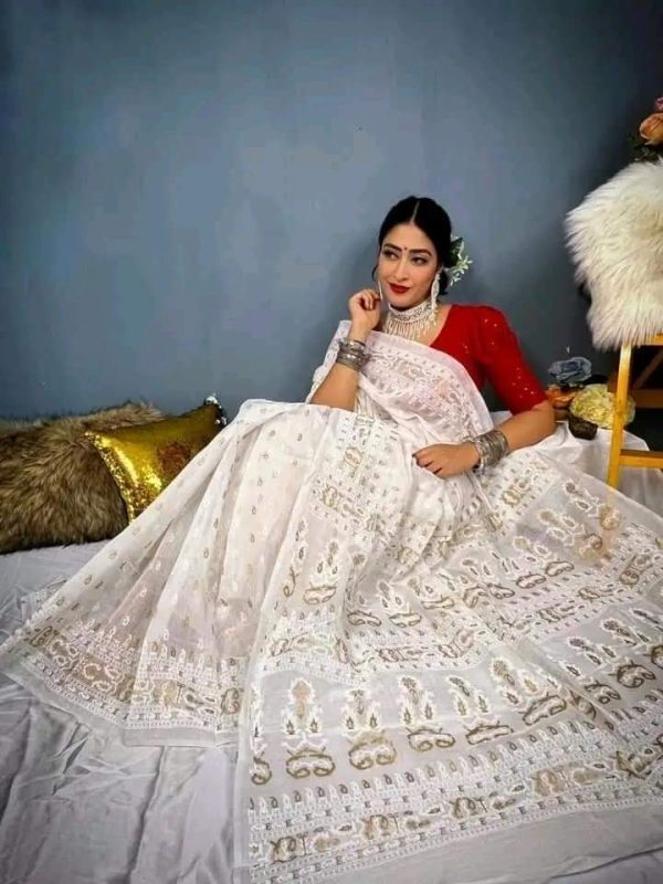 💥প্রিমিয়াম কোয়ালিটর হাফ সিল্ক শাড়ি💥
