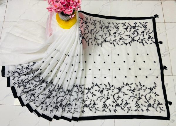 🖤হাফসিল্ক এমব্রয়ডারি শাড়ি🖤