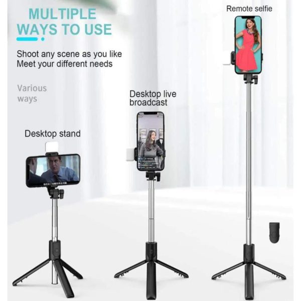 R1S Remote Control Selfie Stick With LED Light - Image 3