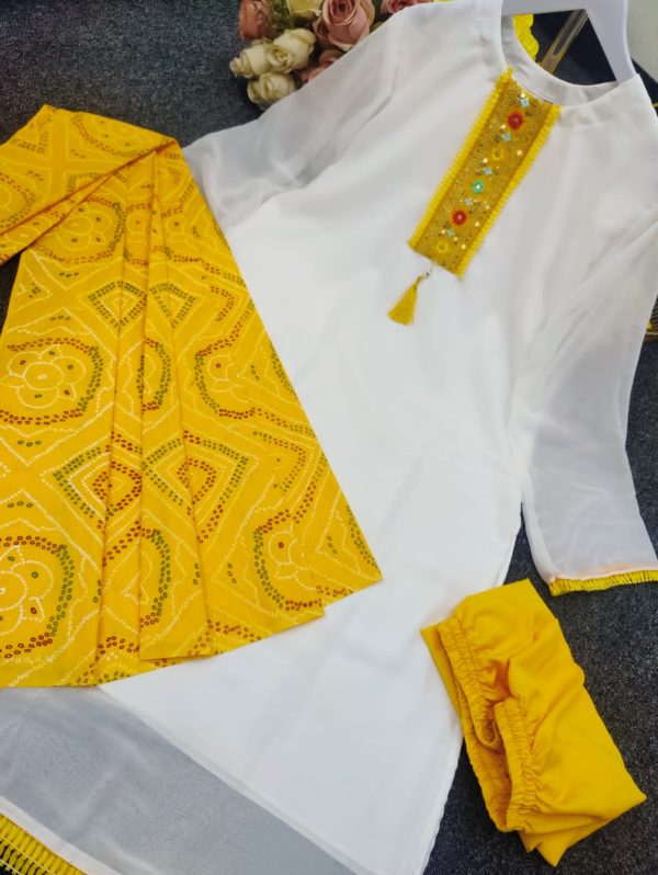 জর্জেট চুন্দ্রি ওড়না ভাইরাল থ্রি পিস - Image 3