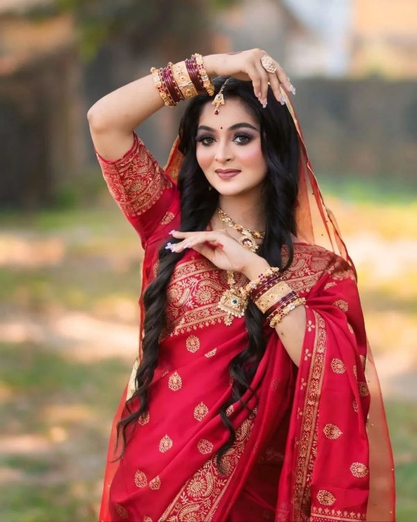 প্রিমিয়াম জাপানি সিল্ক শাড়ী(সাথে ব্লাউজ পিস) - Image 5