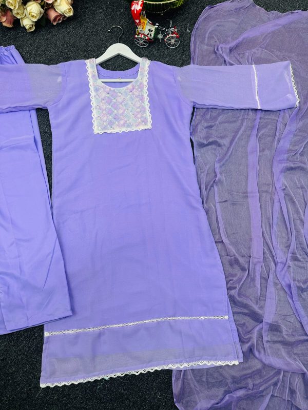 জর্জেট কারচুপি কাজ করা ফোর পিস - Image 5